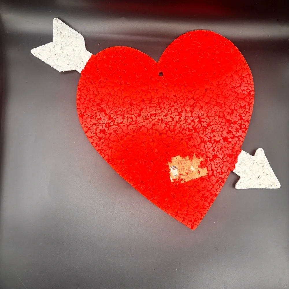 Vintage Melted Plastic Popcorn Heart‎ Arrow Valentine's Day Decoration Red  18